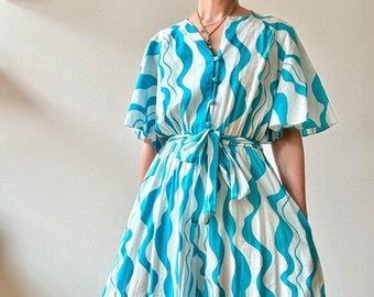 Vintage 1980s Givenchy Cotton Wave Print Jumpsuit 